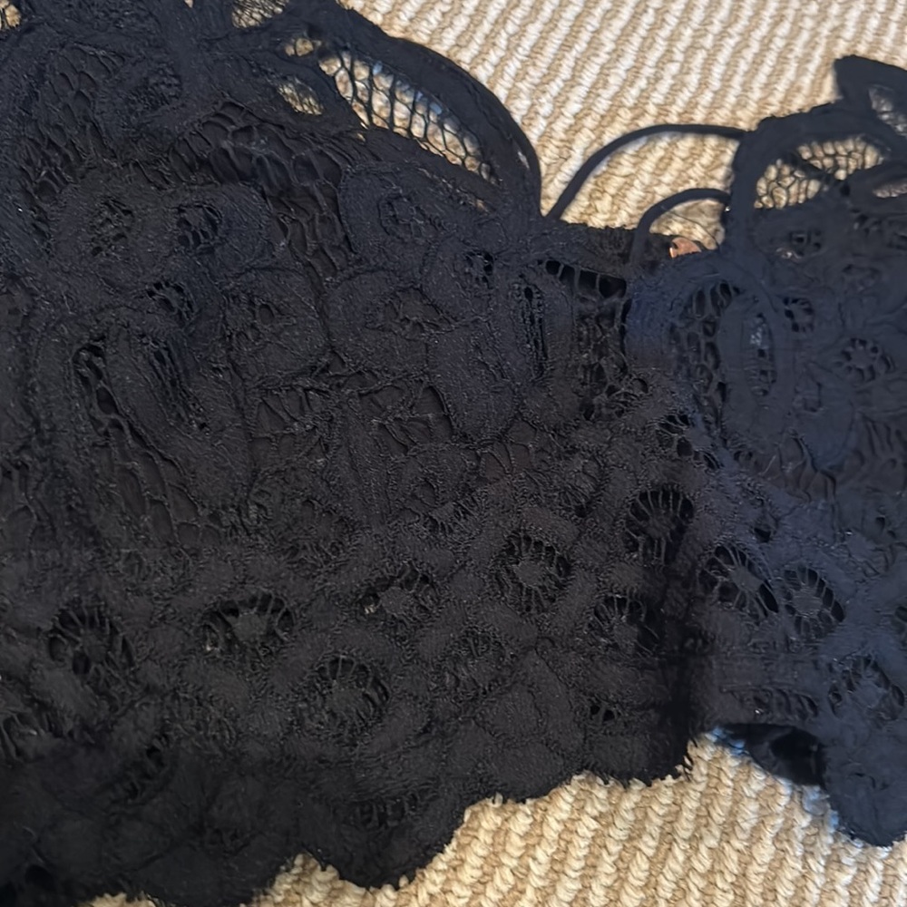 208. NWT Free People Adella Black and White Lace Bralette Set - Picture 8 of 8